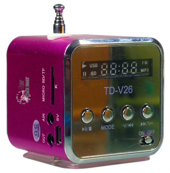 Mini Caixa Som TD-V26 Rosa